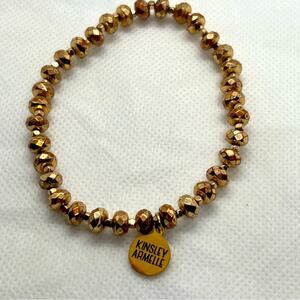 Kinsley Armelle Goddess Gold Bracelet Beaded Stretch Stacking Designer